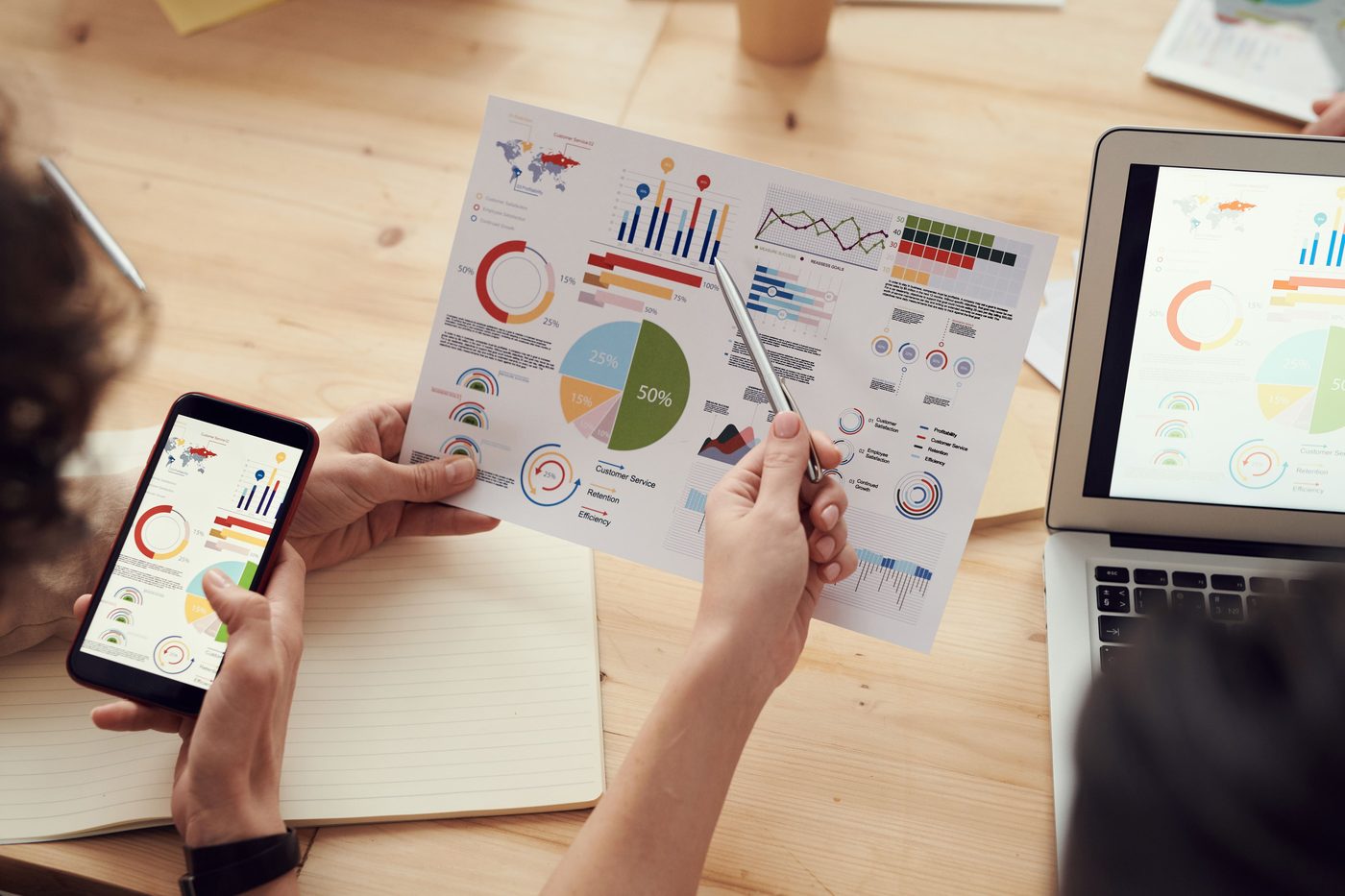 Reviewing marketing analytics and charts